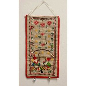 Embroidered Cross Stitch Christmas Advent Calendar 10 Ornaments Used